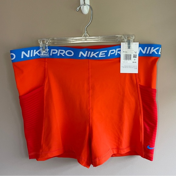 Nike Pants - NWT! NIKE PRO SHORTS, XXL, DRI-FIT, 3", Orange / Blue Spandex